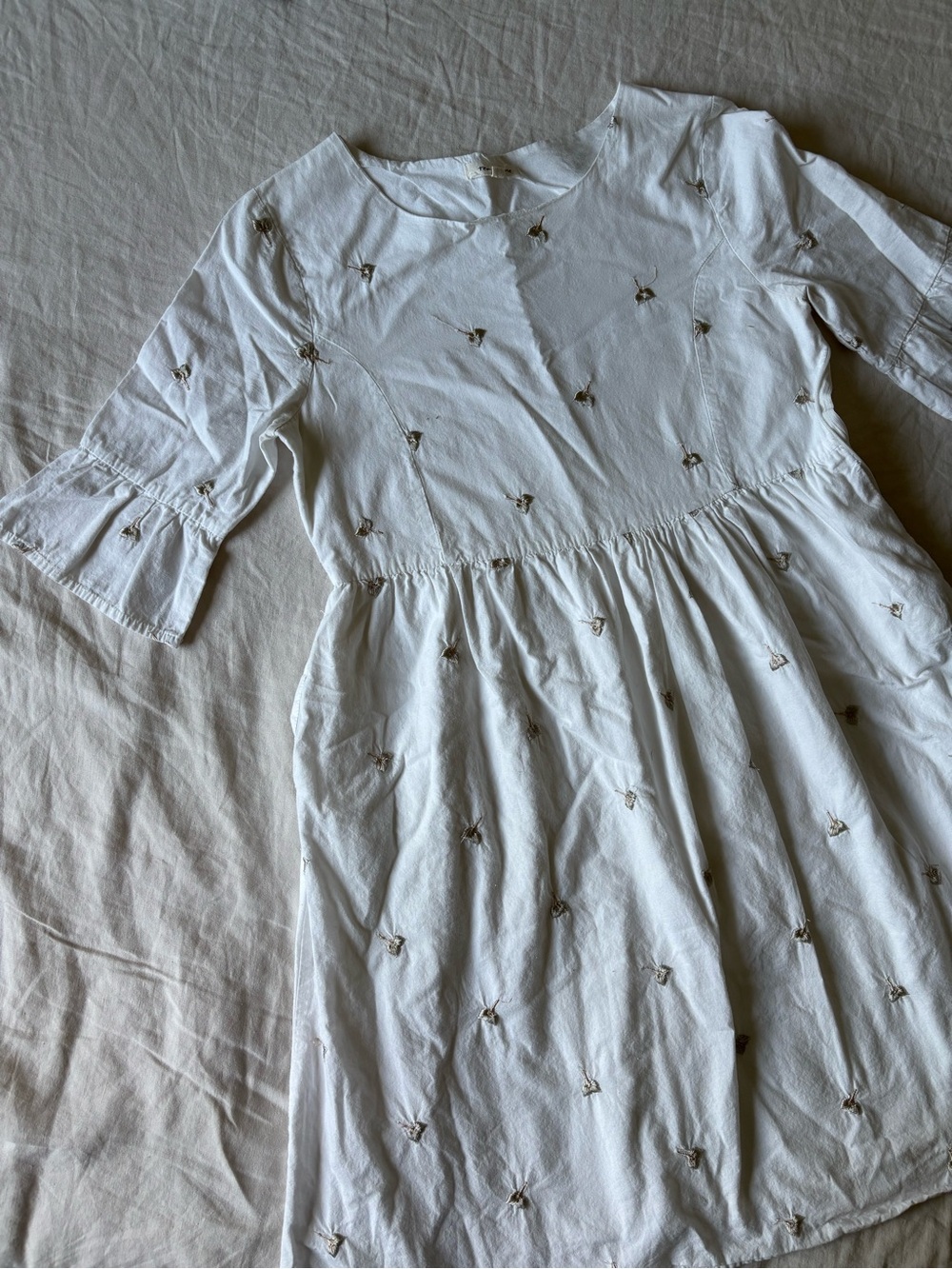 tea n rose White Embroidered Midi Dress